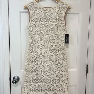 Jessica Howard Ivory Lace Sheath Dress Sleeveless Mini Wedding Formal Sz 8 NWT